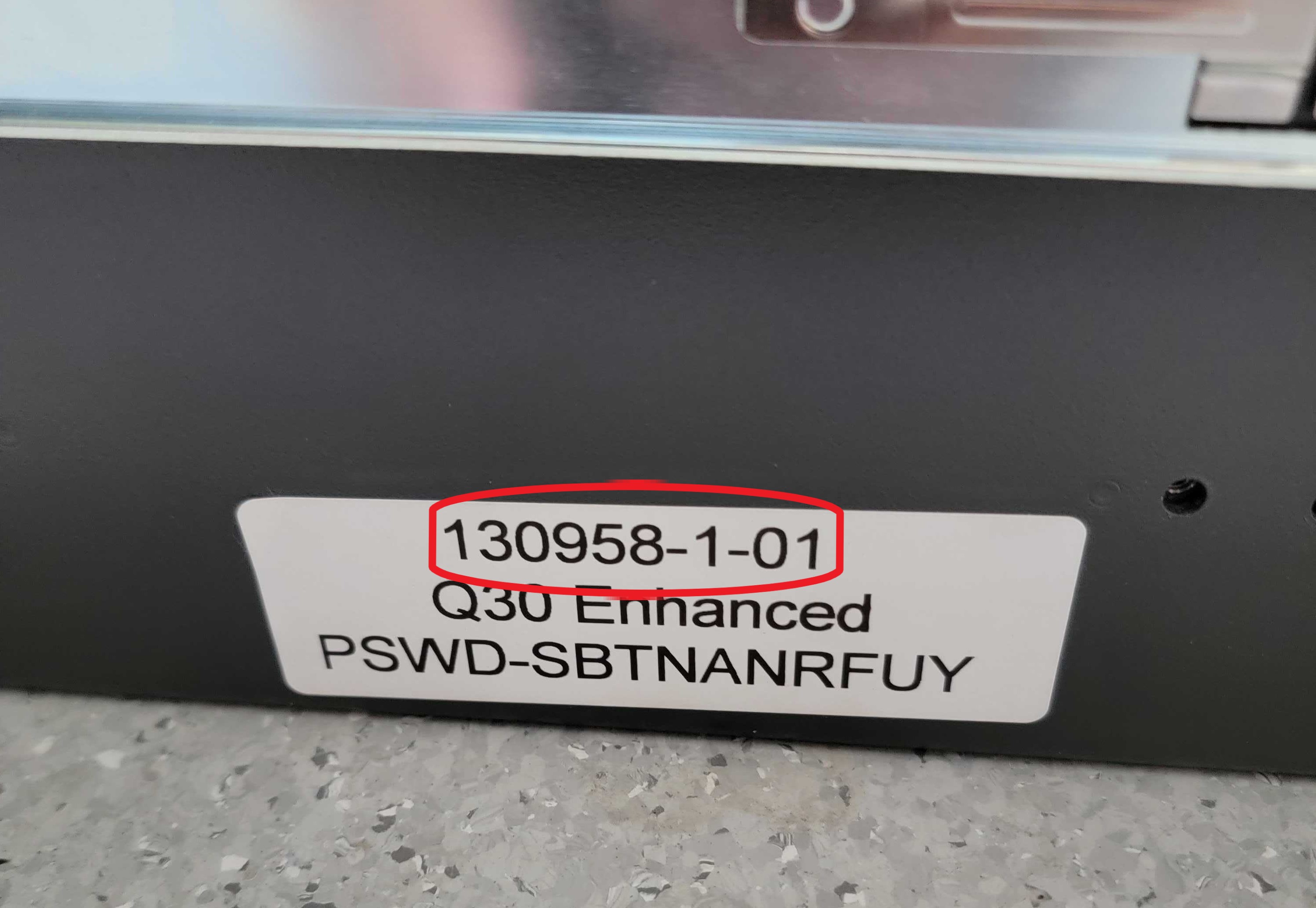 circled serial number sticker